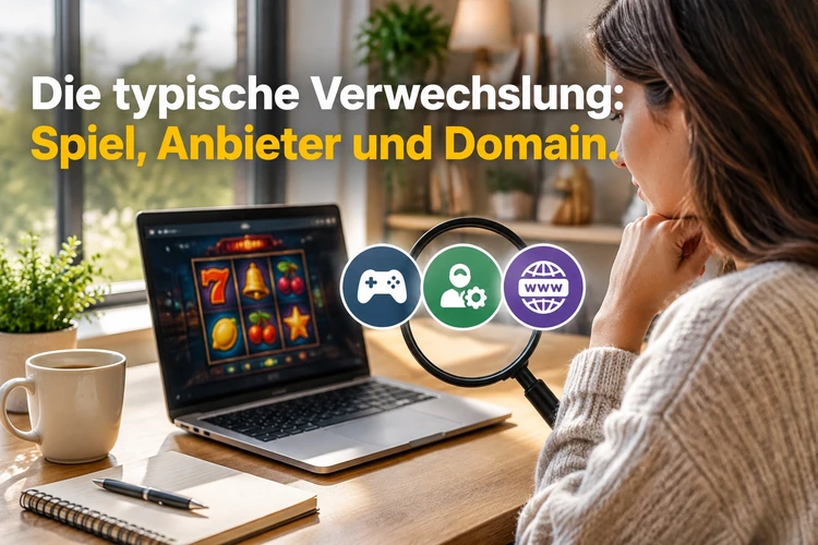Die typische Verwechslung: Spiel, Anbieter und Domain